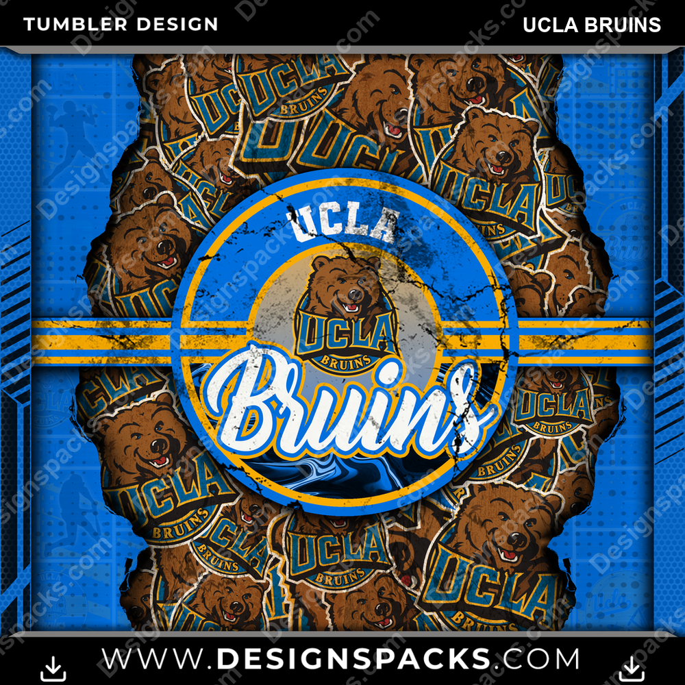College Sport Ripped UCLA Bruins Tumbler Digital Wrap Design