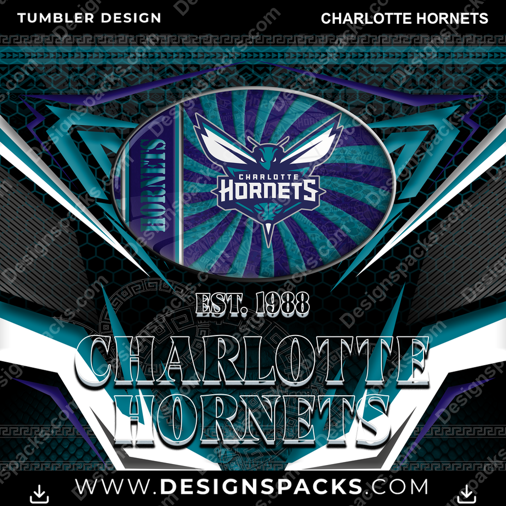 Basketball Tribal Charlotte Hornets Tumbler Digital Wrap Design