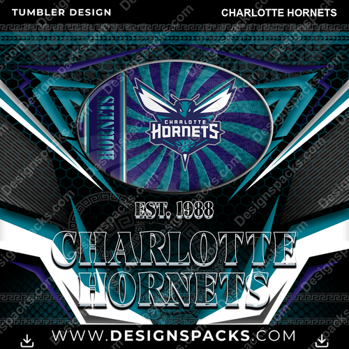 Basketball Tribal Charlotte Hornets NBA Basketball Tumbler Digital Wrap Design Download
