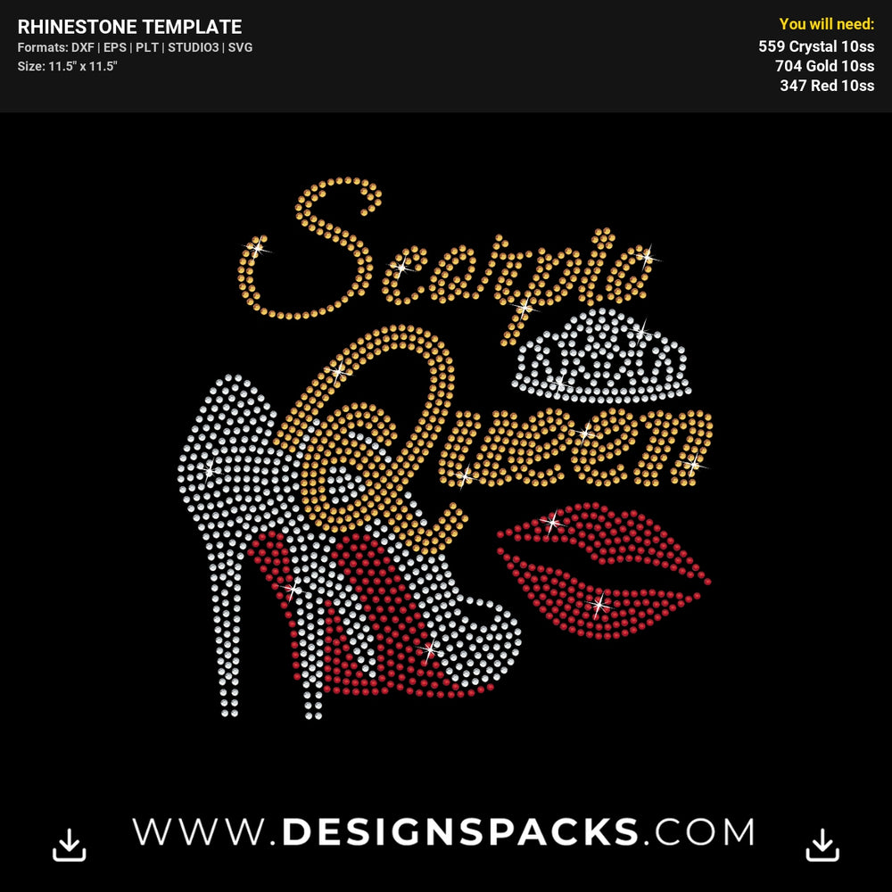 Scorpio Queen Heel Lips Crown Rhinestone Digital Template