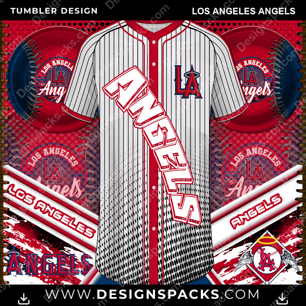 Baseball BB Jersey Los Angeles Angels Tumbler Digital Wrap Design