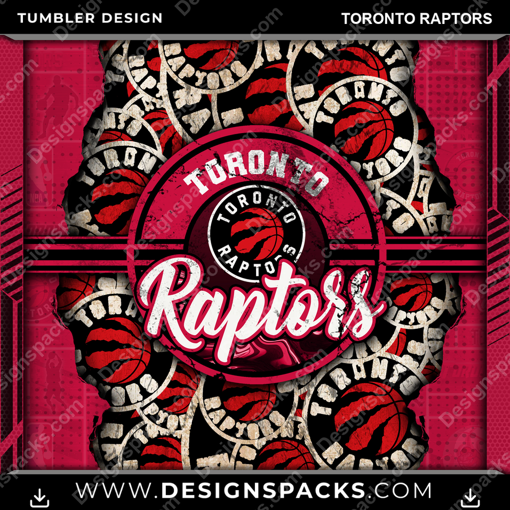 Basketball Ripped Toronto Raptors Tumbler Digital Wrap Design