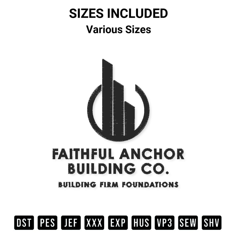 Add a unique touch to your apparel with the Faithful Anchor Building Co Embroidery Design embroidery file. Premium instant download available now on Designspacks.com. Available sizes: Various Sizes.