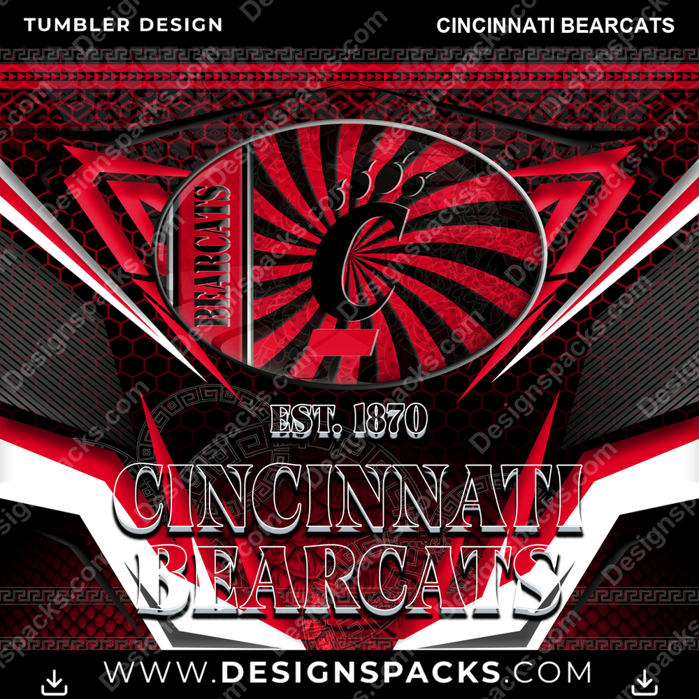 College Sport Tribal Cincinnati Bearcats NCAA College Sport Tumbler Digital Wrap Design Download