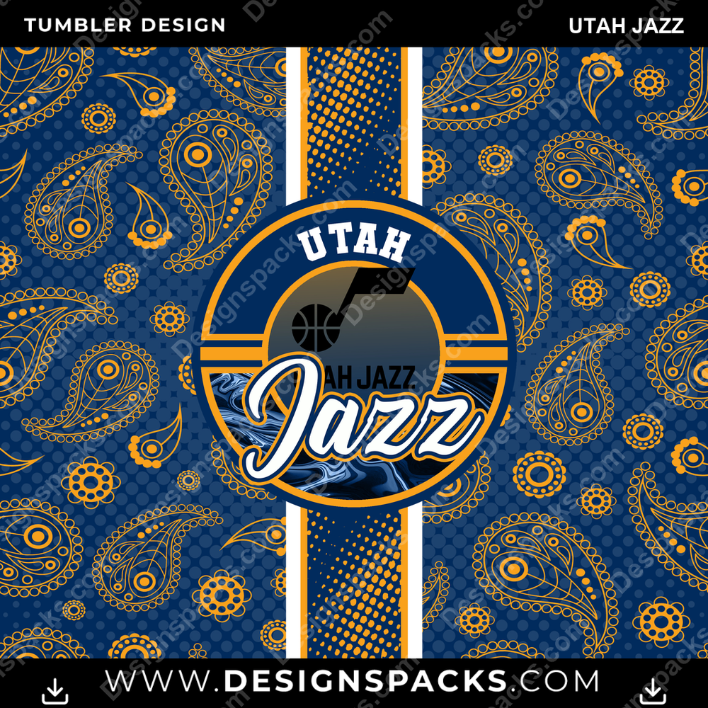 Basketball Handkerchief Utah Jazz Tumbler Digital Wrap Design