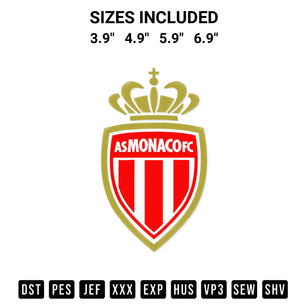 Stitch like a pro with the Fc As Monaco Logo Embroidery Design embroidery pattern from Designspacks.com. High-quality digital machine embroidery file. Available sizes: 3.9", 4.9", 5.9", 6.9".