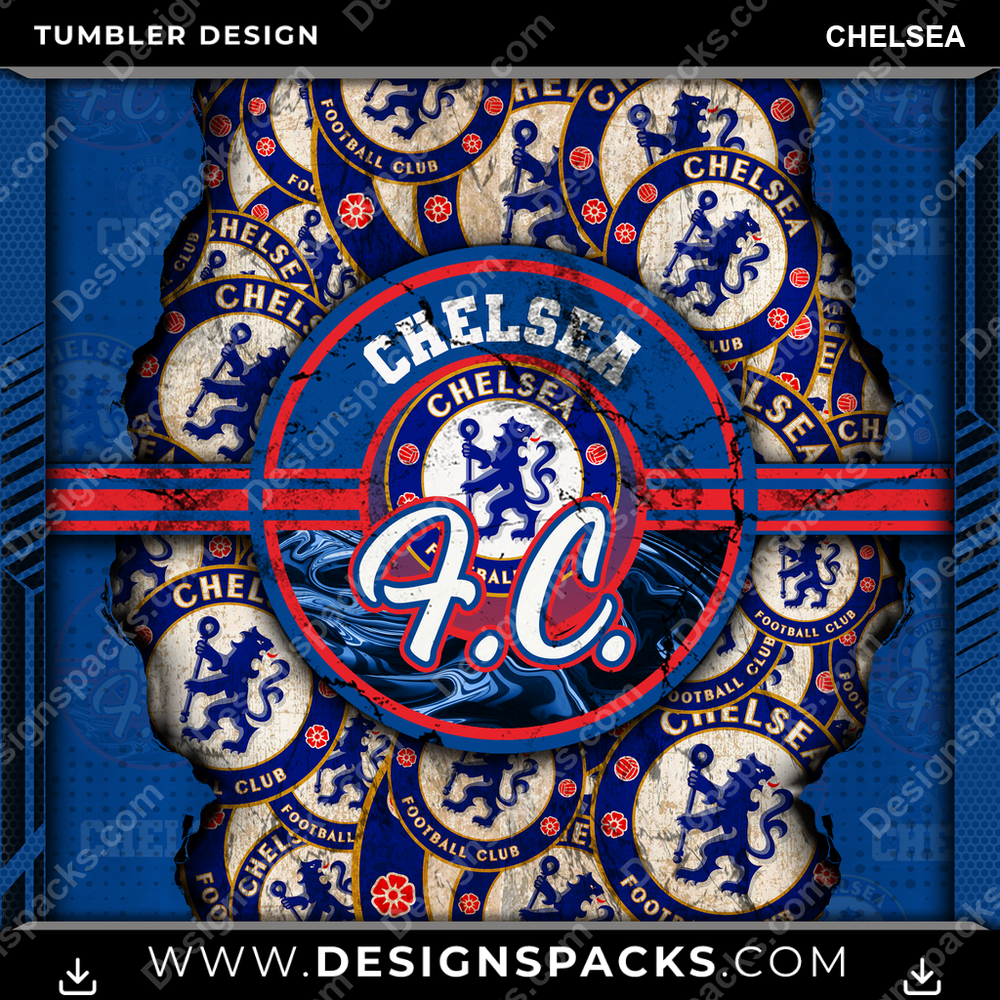 Soccer UK Ripped Chelsea Tumbler Digital Wrap Design