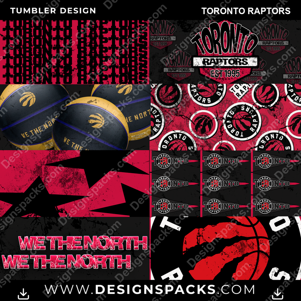Basketball Distressed BG Toronto Raptors Tumbler Digital Wrap Design