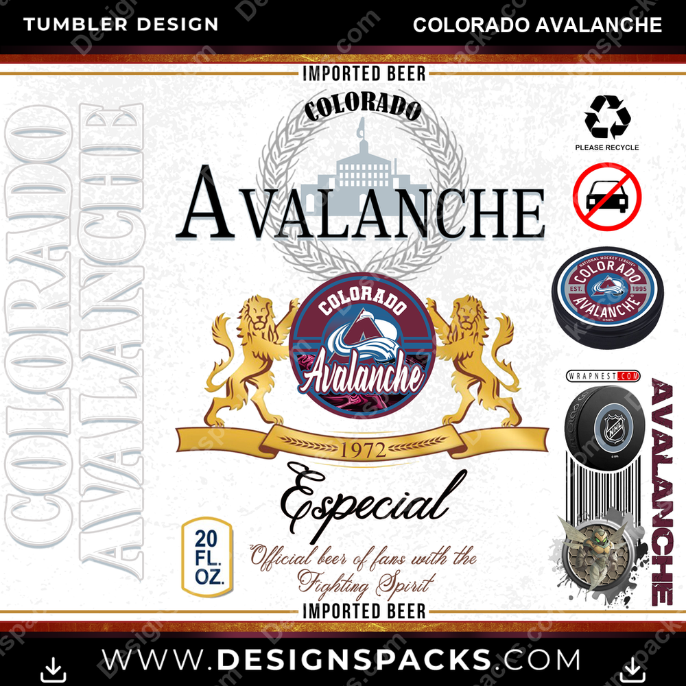 Hockey Modelo Colorado Avalanche Tumbler Digital Wrap Design