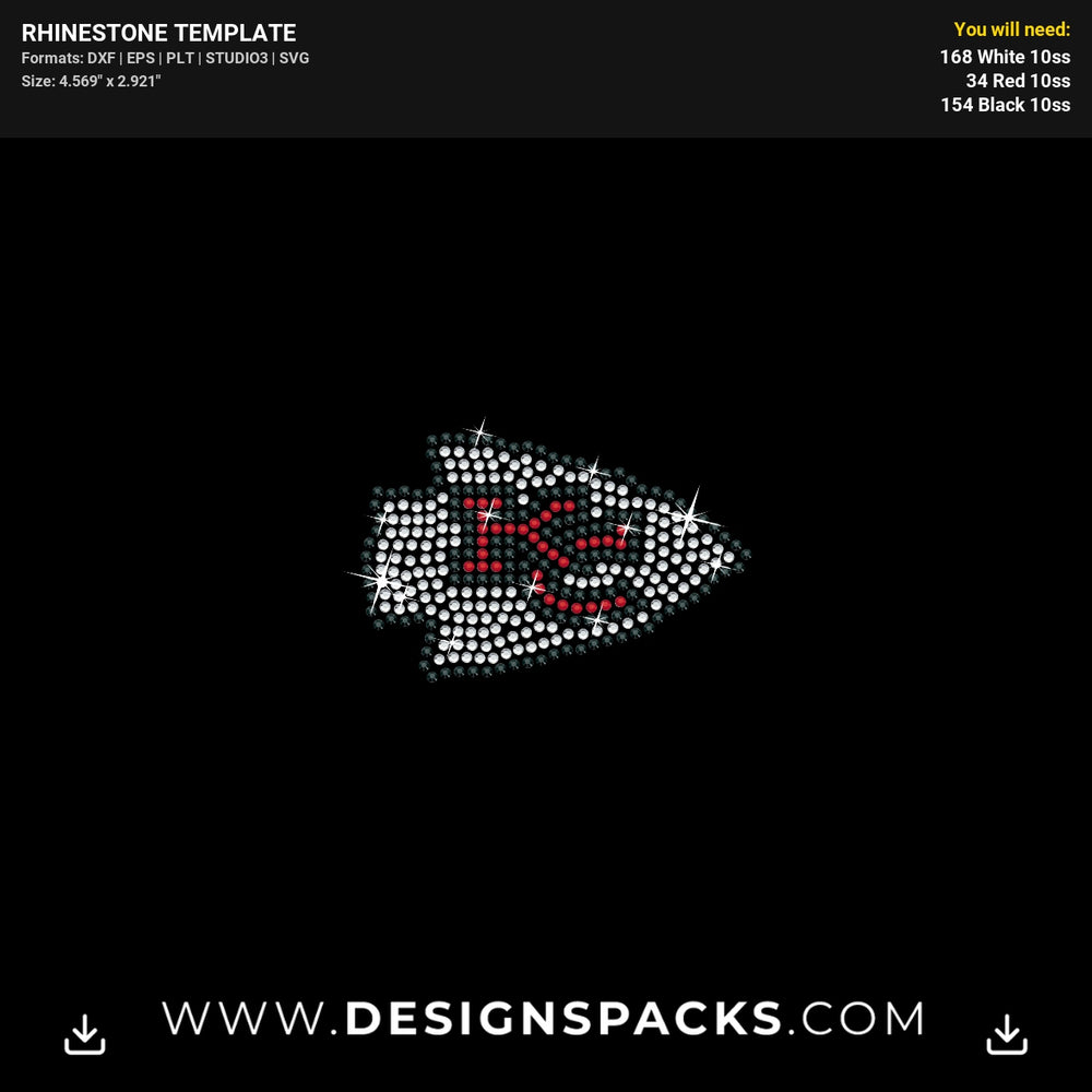 Small Kc Chief  10Ss Rhinestone Digital Template