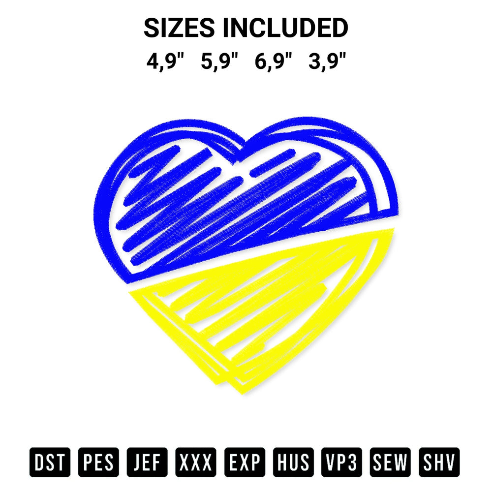 Get the Heart Love Ukraine Logo Embroidery Design embroidery design for your custom crafts! Premium digitized files available for instant download at Designspacks.com. Available sizes: 4,9", 5,9", 6,9", 3,9".