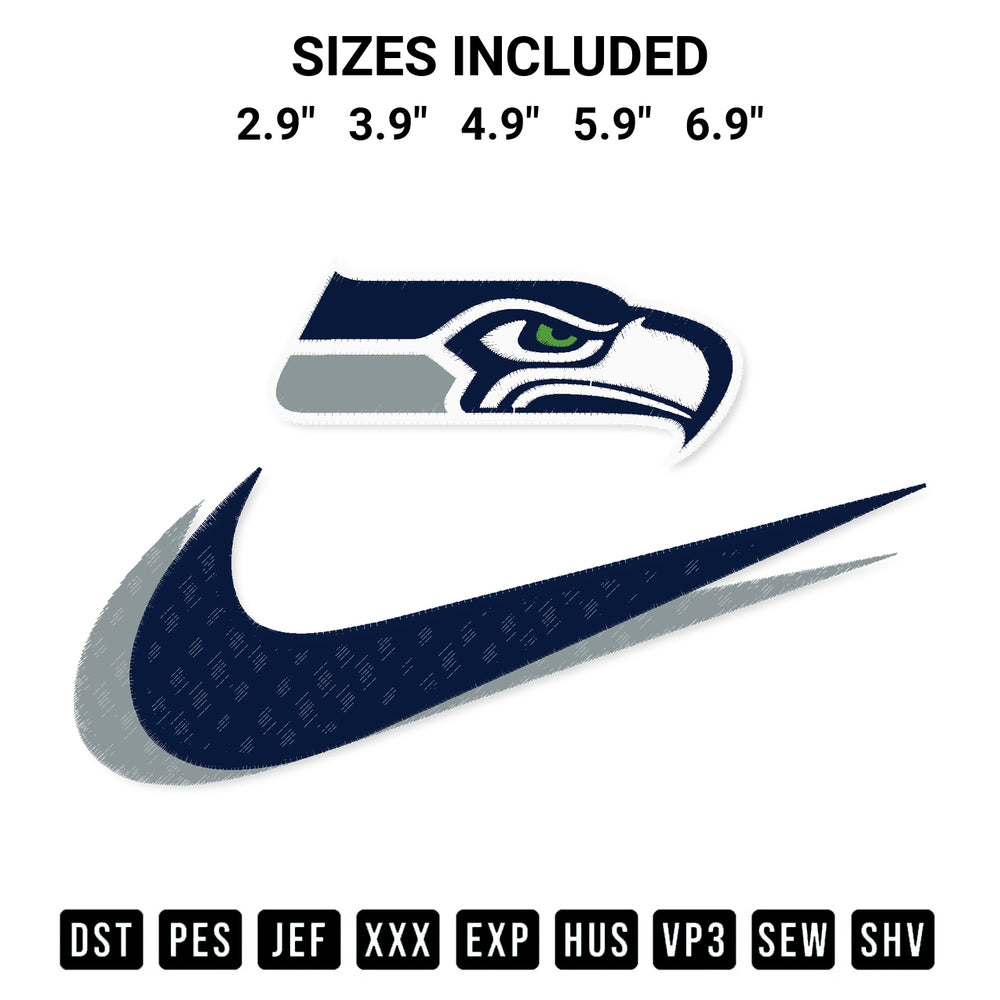 Discover the perfect addition to your crafting collection: Seattle Seahawks Swoosh Embroidery Design embroidery file. Instantly available at Designspacks.com. Available sizes: 2.9", 3.9", 4.9", 5.9", 6.9".