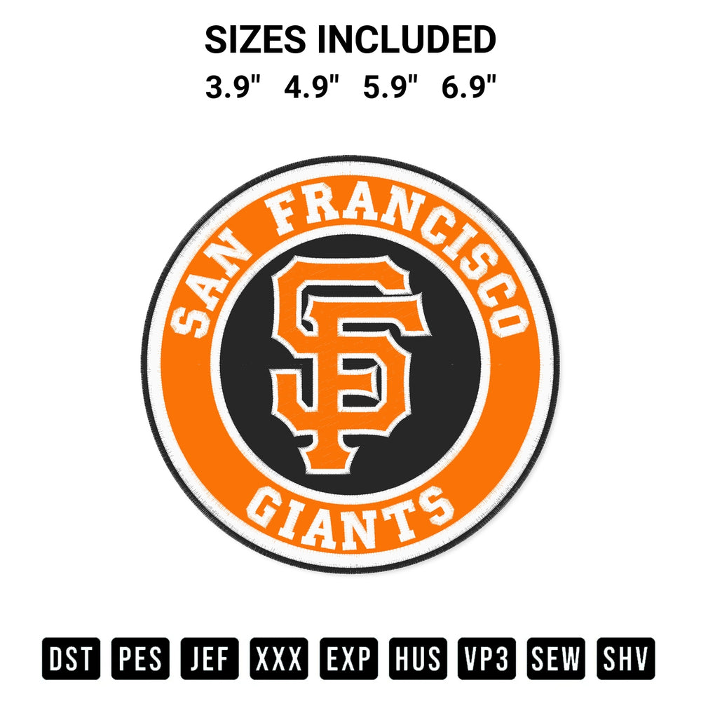 Discover the perfect addition to your crafting collection: San Francisco Giants Circle Logo Embroidery Design embroidery file. Instantly available at Designspacks.com. Available sizes: 3.9", 4.9", 5.9", 6.9".
