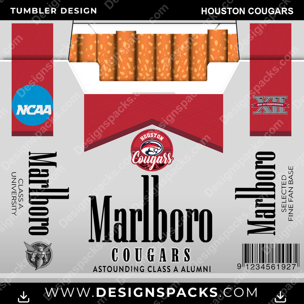 College Sport Marlboro Houston Cougars NCAA College Sport Tumbler Digital Wrap Design Download