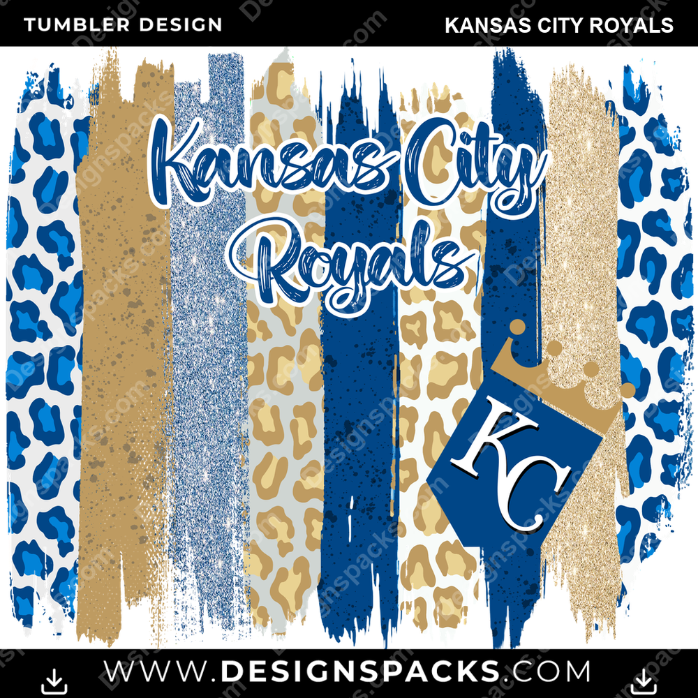 Baseball Brush Strokes Kansas City Royals Tumbler Digital Wrap Design