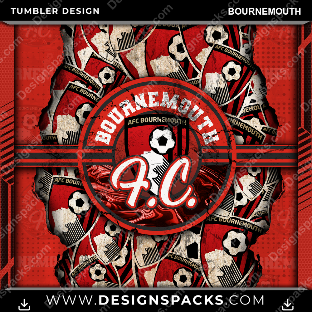 Soccer UK Ripped Bournemouth Tumbler Digital Wrap Design
