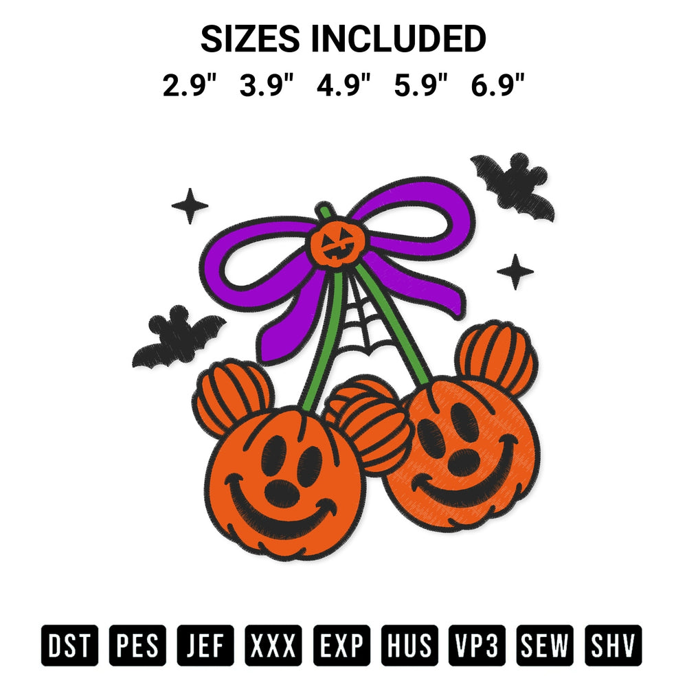 Get the Pumpkin Cherry Mickey Embroidery Design embroidery design for your custom crafts! Premium digitized files available for instant download at Designspacks.com. Available sizes: 2.9", 3.9", 4.9", 5.9", 6.9".
