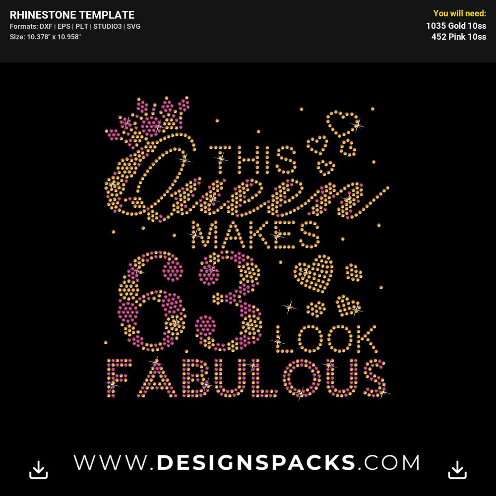Queen Make Numbers Look Fabulous Rhinestone Digital Template