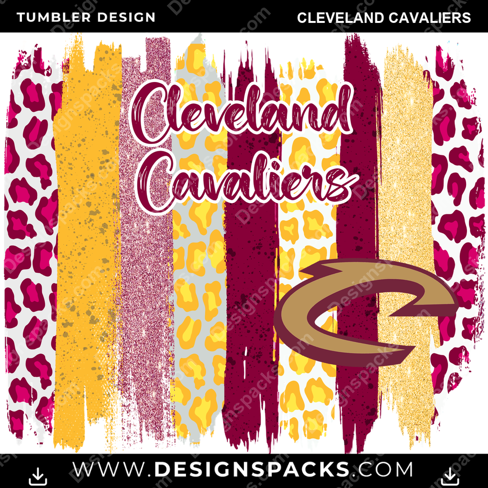 Basketball Brush Strokes Cleveland Cavaliers Tumbler Digital Wrap Design