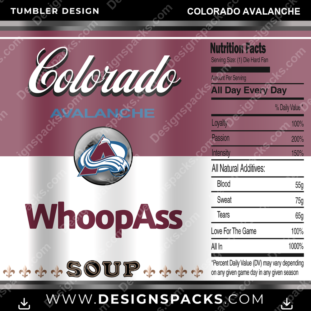 Ice Hockey Soup Can Colorado Avalanche NHL Hockey Tumbler Digital Wrap Design Download