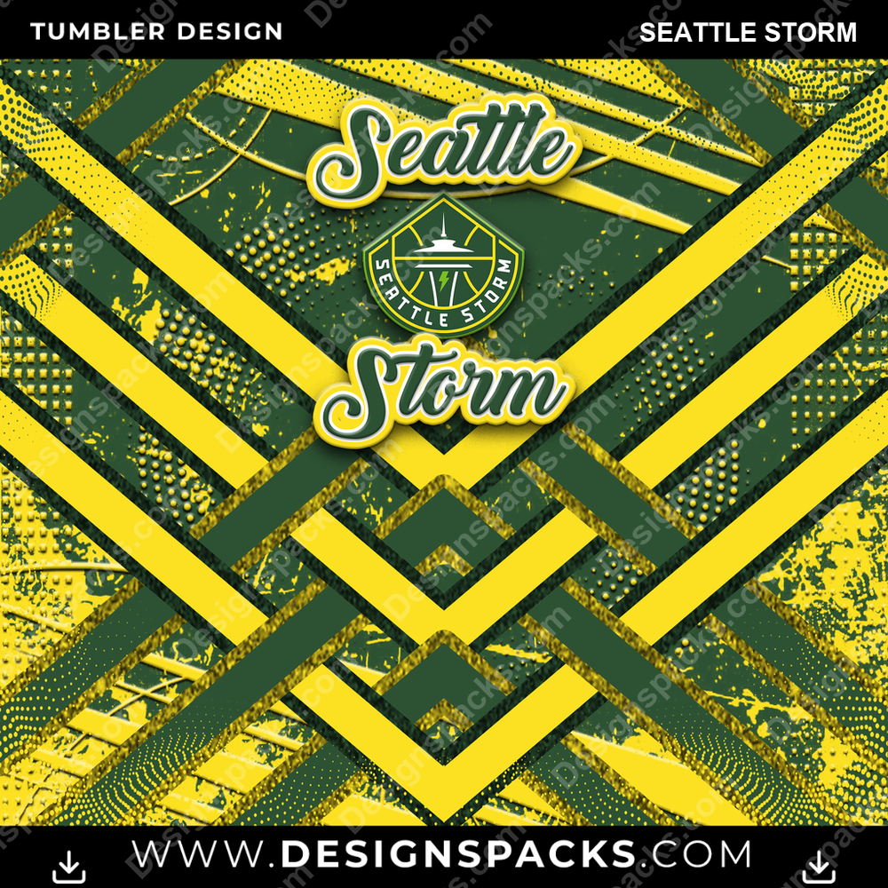 Basketball Glitter Stripe Seattle Storm Tumbler Digital Wrap Design
