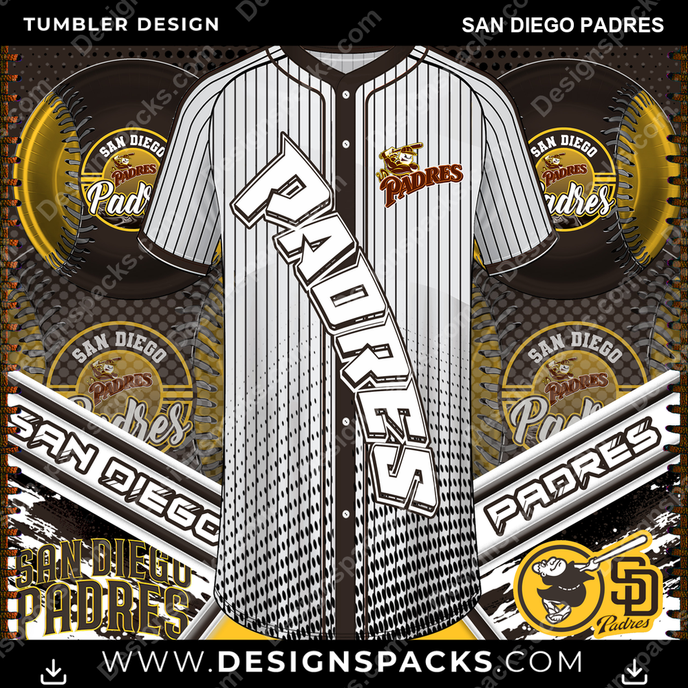 Diseño de Envoltura Digital de Vaso de Béisbol BB Jersey San Diego Padres