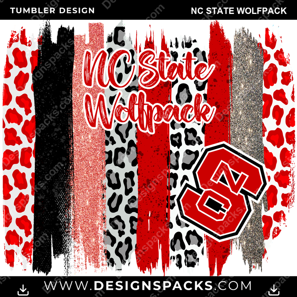College Sport Brush Strokes Nc State Wolfpack Tumbler Digital Wrap Design
