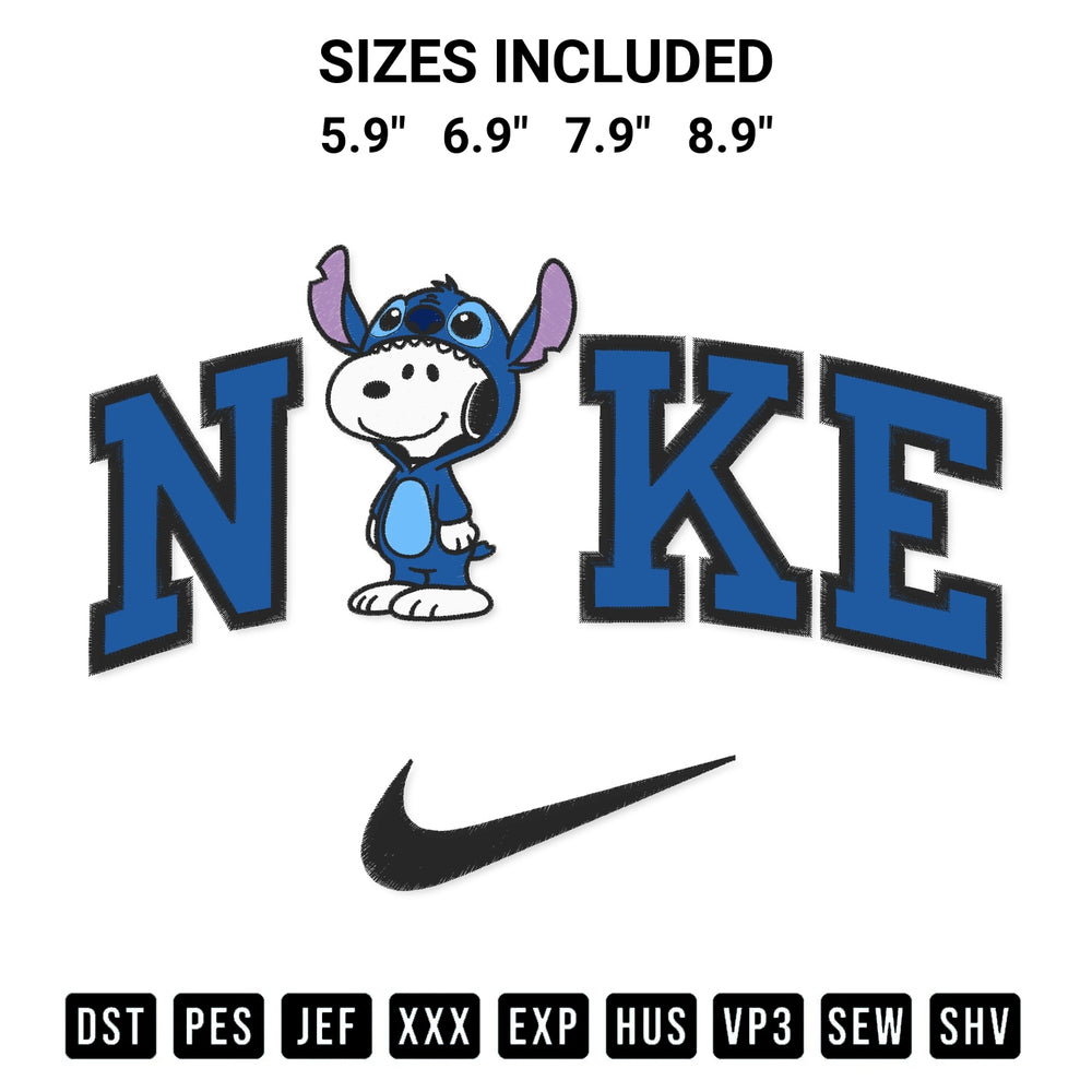 Download the Snoopy Stitch X Nike Embroidery Design machine embroidery design exclusively at Designspacks.com. Premium digitized pattern for apparel and DIY crafts. Available sizes: 5.9", 6.9", 7.9", 8.9".
