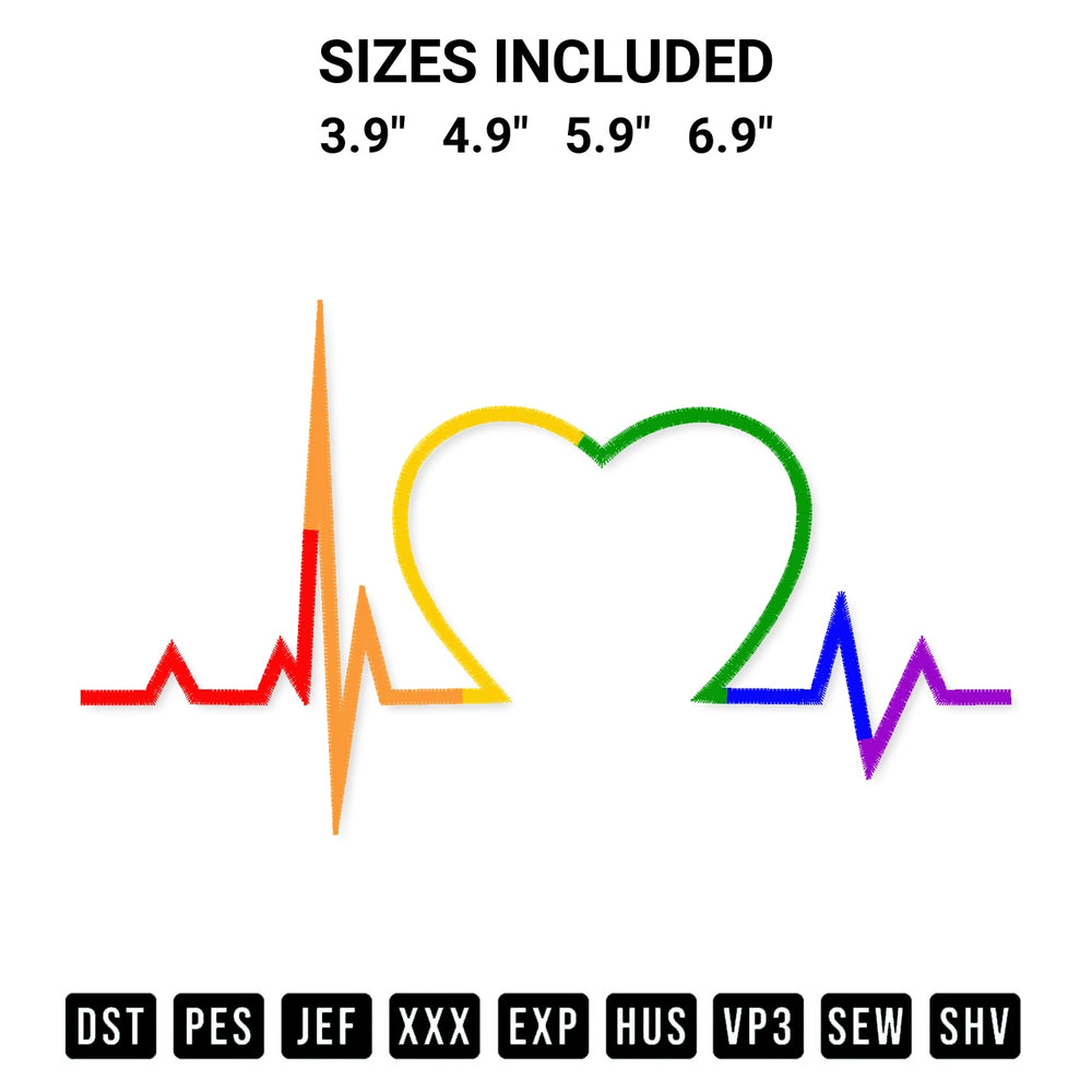 Looking for the perfect pattern? Download the Lgbt Heartbeat Embroidery Design embroidery design today at Designspacks.com. Crisp, clean stitching guaranteed. Available sizes: 3.9", 4.9", 5.9", 6.9".