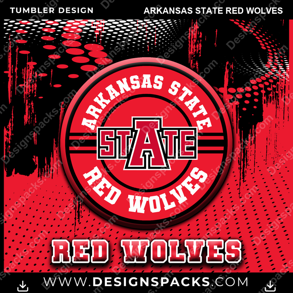 College Sport Dot Logo Arkansas State Red Wolves NCAA College Sport Tumbler Digital Wrap Design Download