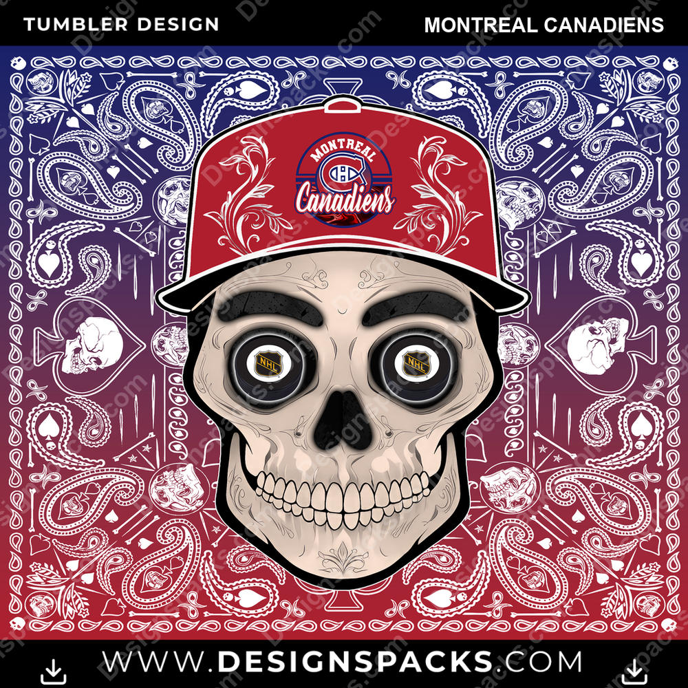 Ice Hockey Skull Handkerchief Montreal Canadiens Tumbler Digital Wrap Design
