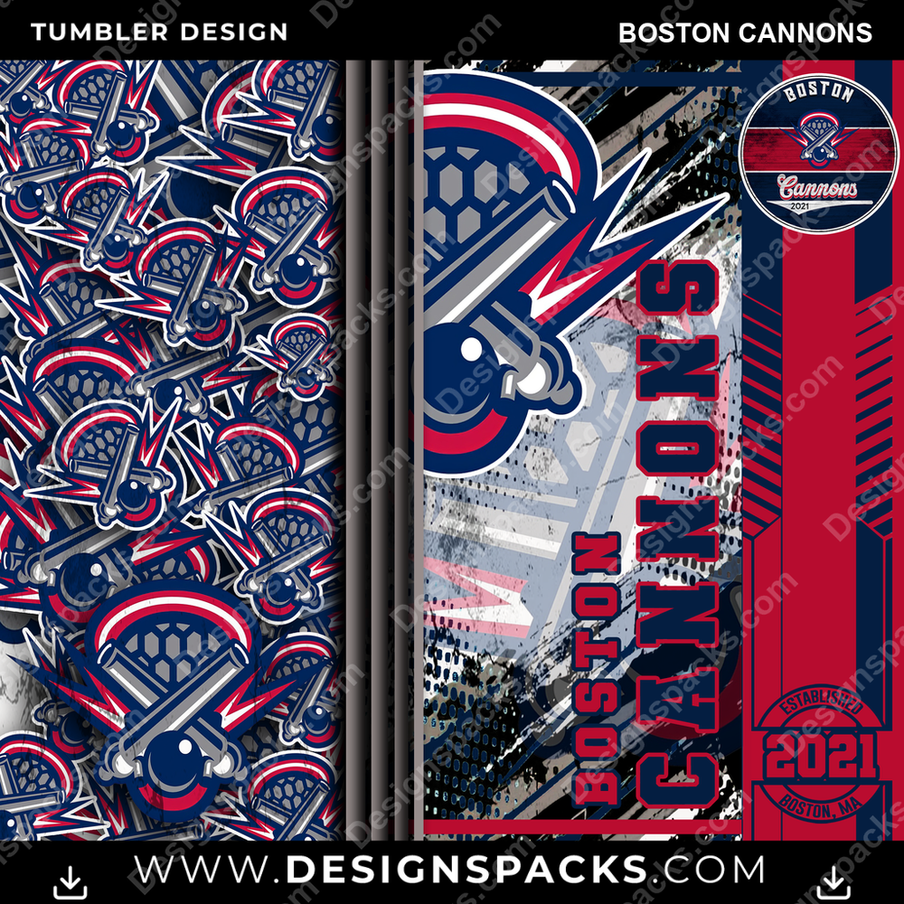 Lacrosse Sports Boston Cannons Tumbler Digital Wrap Design
