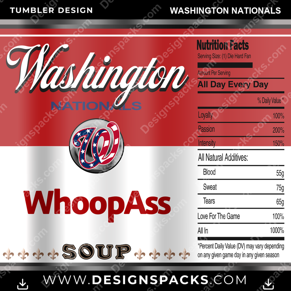 Baseball Soup Can Washington Nationals Tumbler Digital Wrap Design