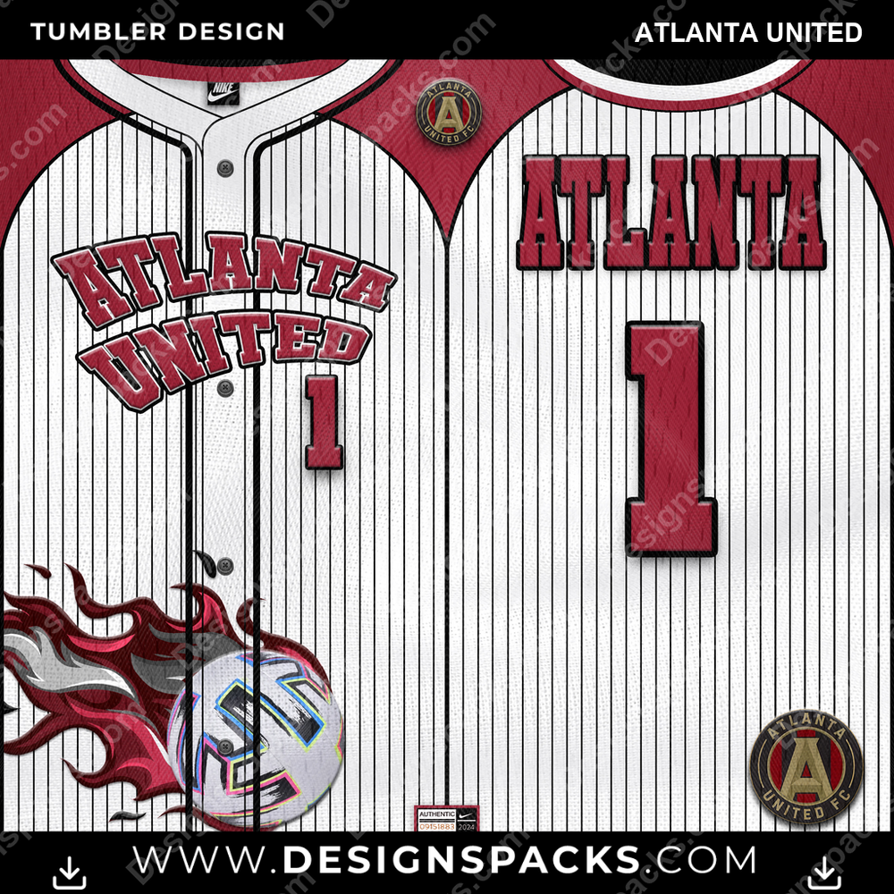 US Soccer Team Button-Up Jersey Atlanta United Tumbler Digital Wrap Design Download