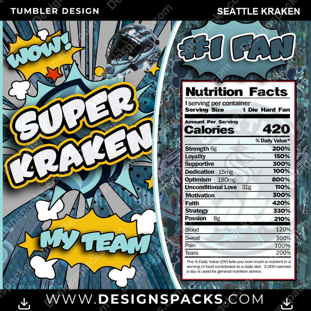 Hockey Super Team Seattle Kraken Tumbler Digital Wrap Design