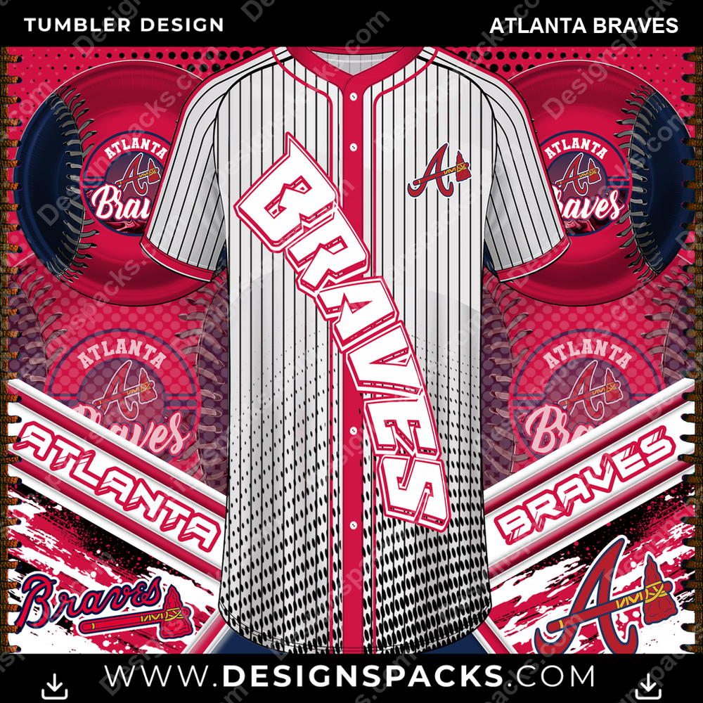 Diseño Digital de Envoltura de Vaso de Béisbol BB Jersey Atlanta Braves