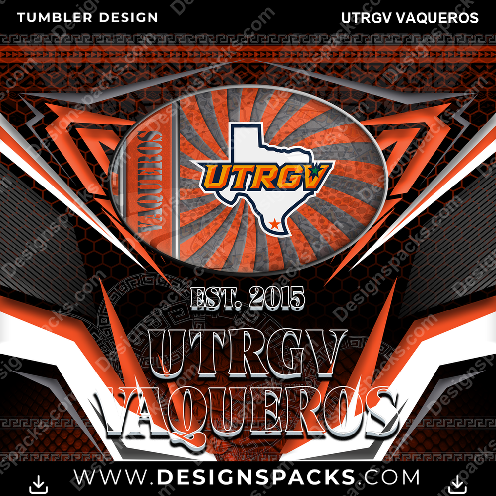College Sport Tribal UTRGV Vaqueros Tumbler Digital Wrap Design