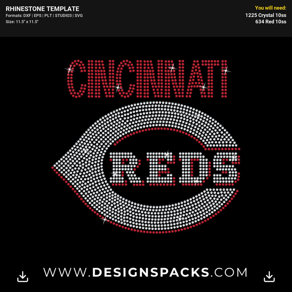 Cincinnati Reds Rhinestone Digital Template