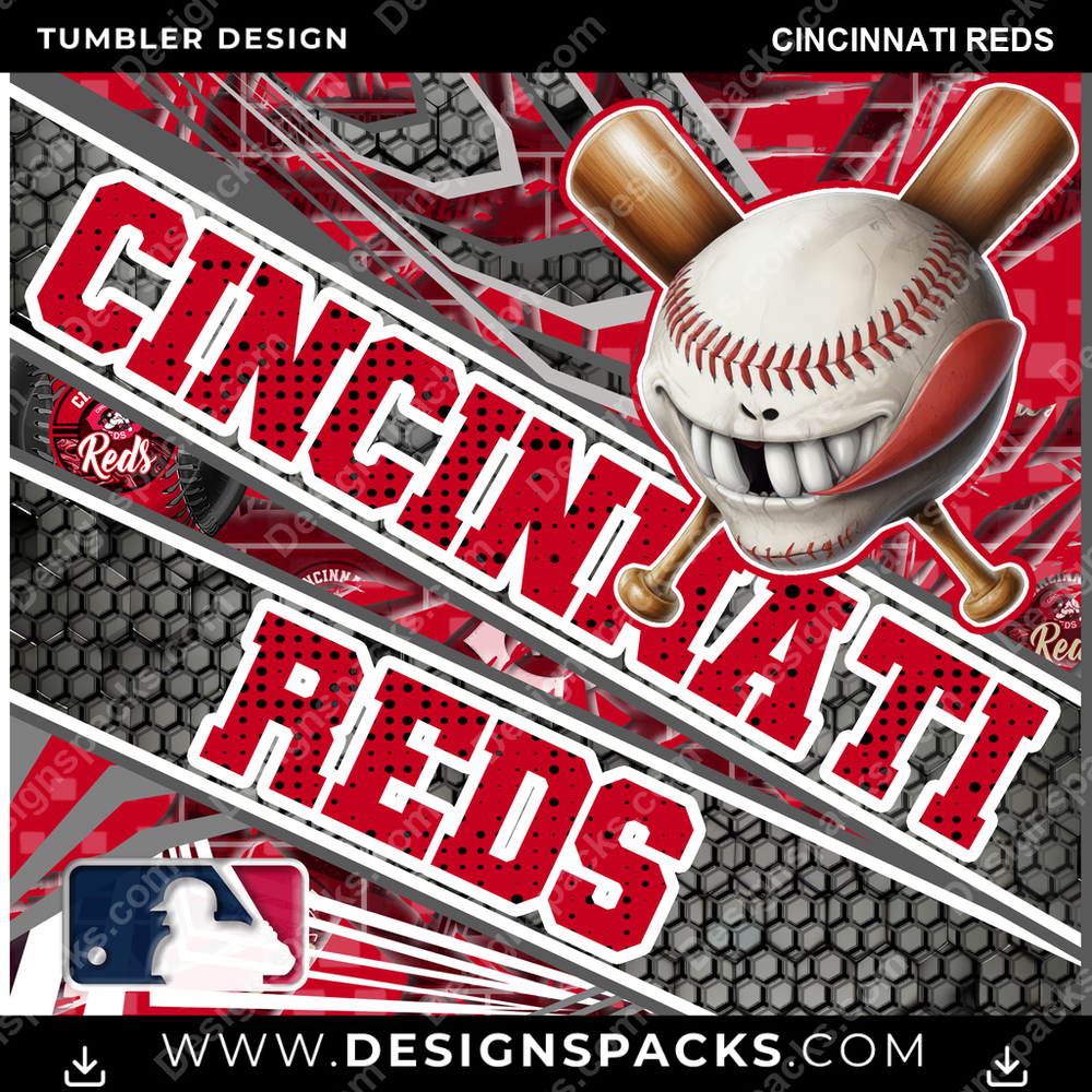 Baseball Angry Sports Cincinnati Reds Tumbler Digital Wrap Design