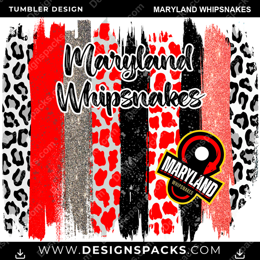 Lacrosse Brush Strokes Maryland Whipsnakes PLL Lacrosse Tumbler Digital Wrap Design Download