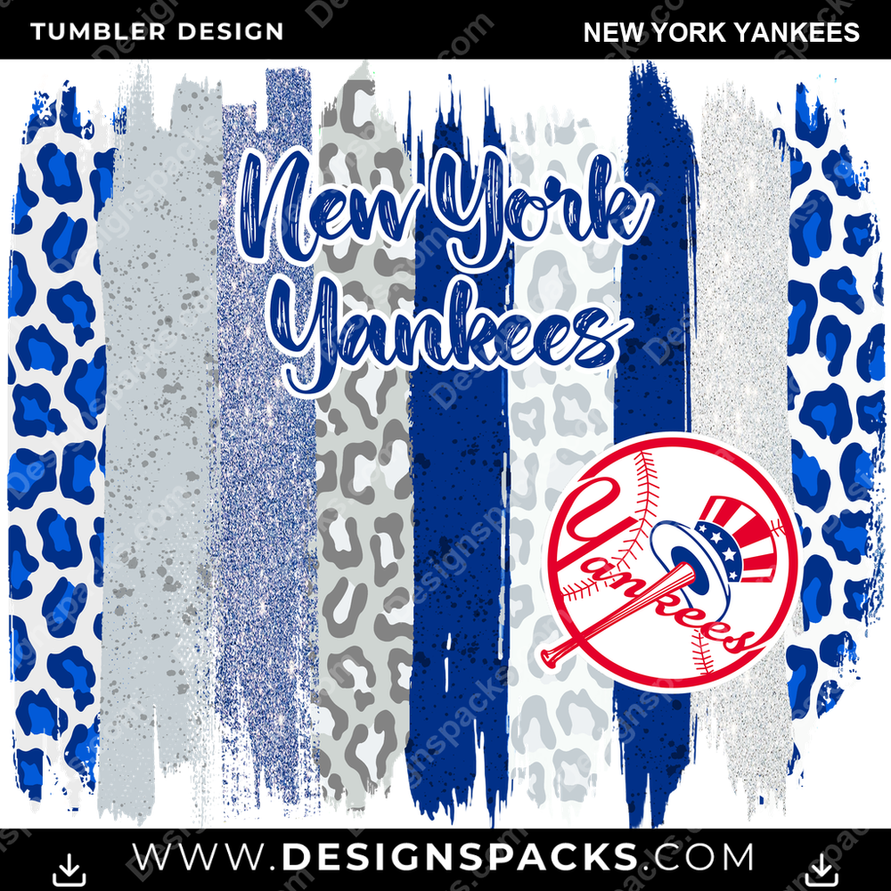 Baseball Brush Strokes New York Yankees Tumbler Digital Wrap Design