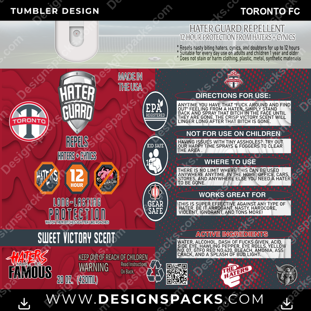 US Soccer Hater Guard Toronto FC Tumbler Digital Wrap Design