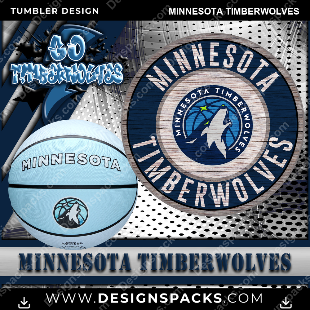 Basketball Go Team Minnesota Timberwolves Tumbler Digital Wrap Design