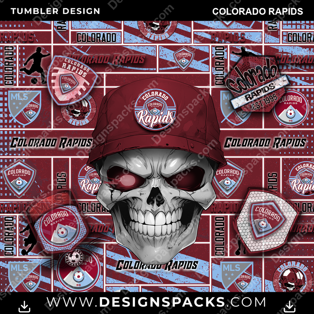 Soccer Skull Colorado Rapids Tumbler Digital Wrap Design
