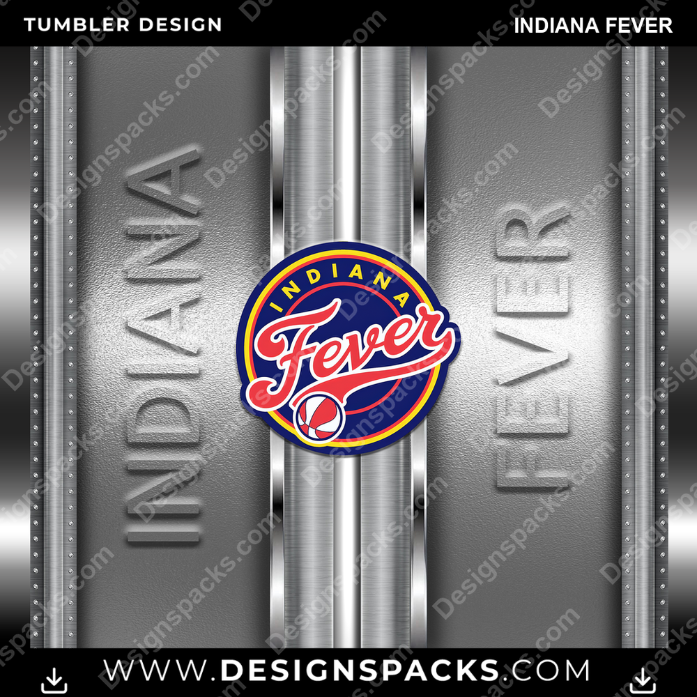 Basketball Metallic Indiana Fever Tumbler Digital Wrap Design