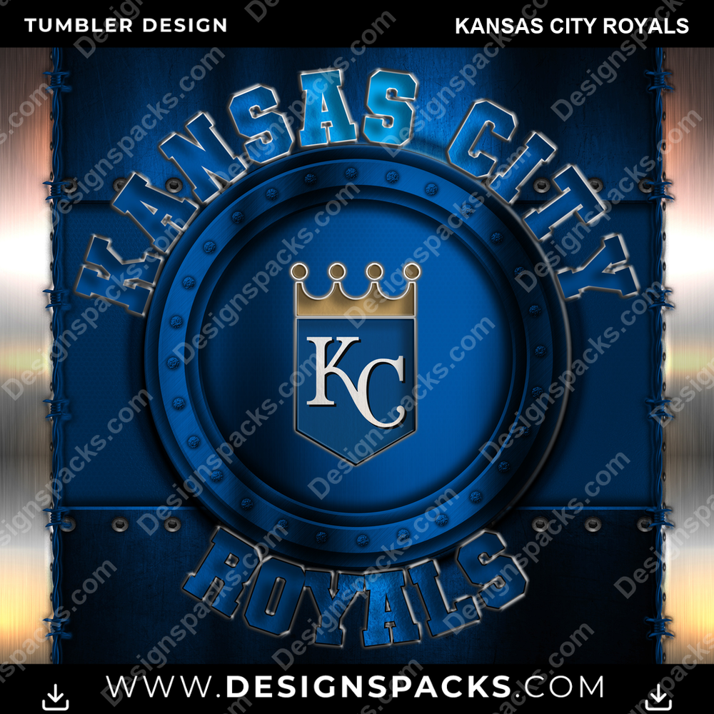 Baseball Metal Kansas City Royals MLB Baseball Tumbler Digital Wrap Design Download