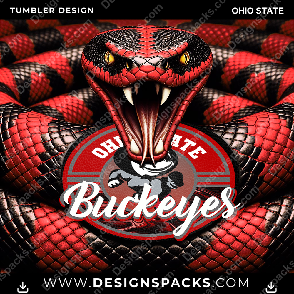 College Sport Rattle Snake Ohio State Tumbler Digital Wrap Design