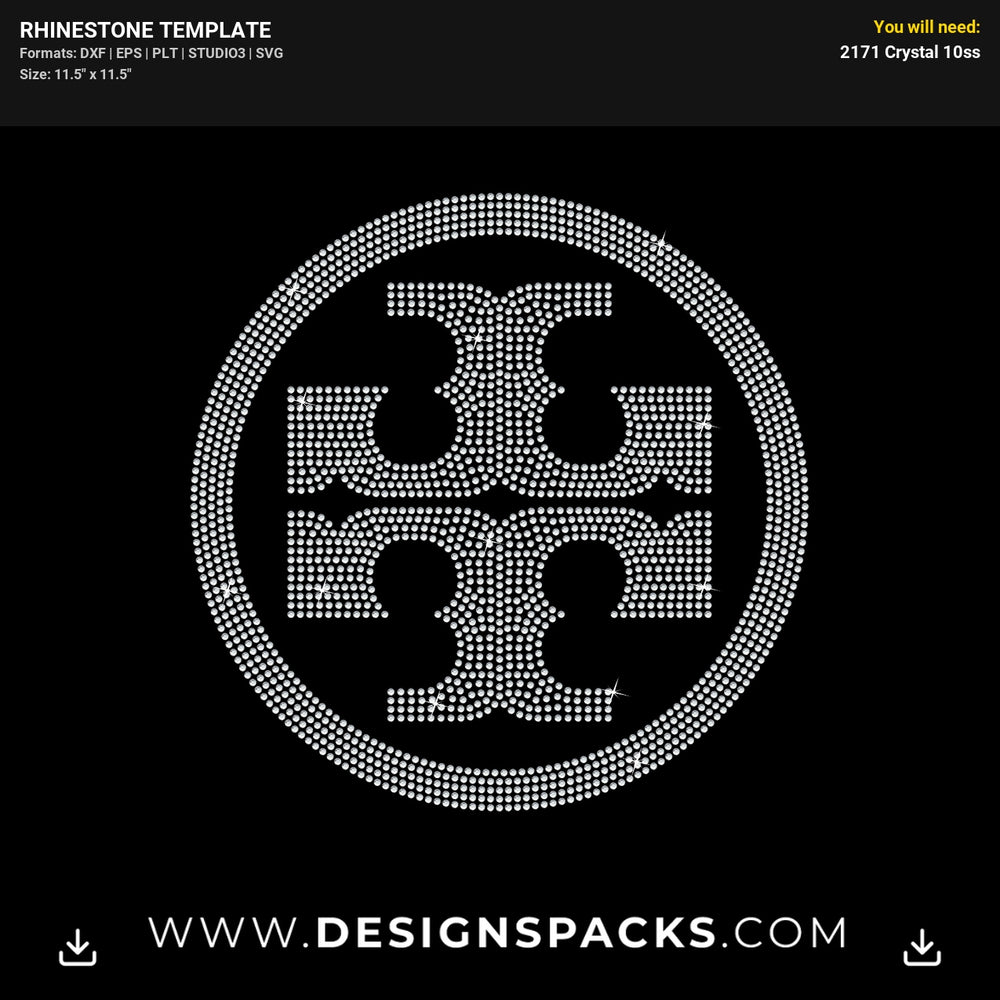 Big Tory Burch Logo Rhinestone Digital Template