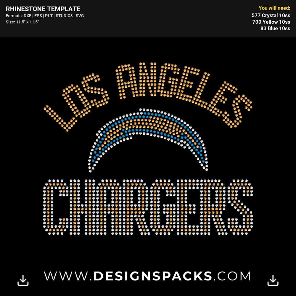Los Angeles Chargers Rhinestone Digital Template