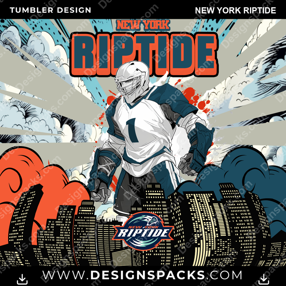 Lacrosse Comic Cover New York Riptide Tumbler Digital Wrap Design